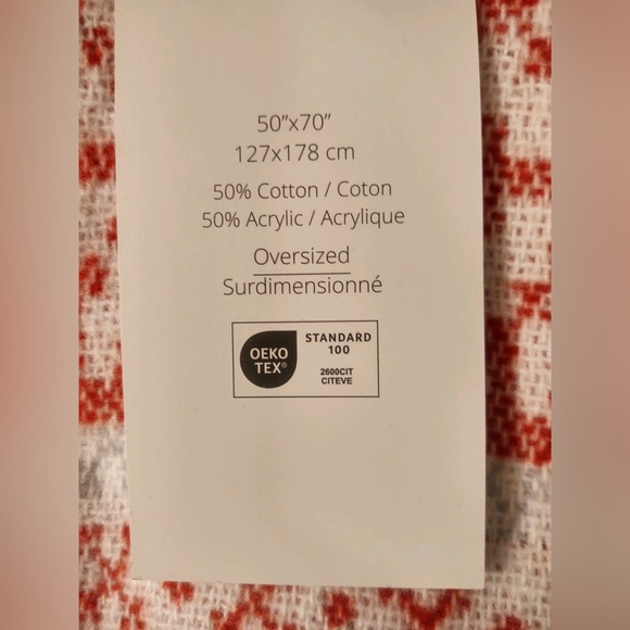 🎁Texteis Penedo Holiday Throw Blanket - Iced Red Snowflakes - Picture 6 of 8